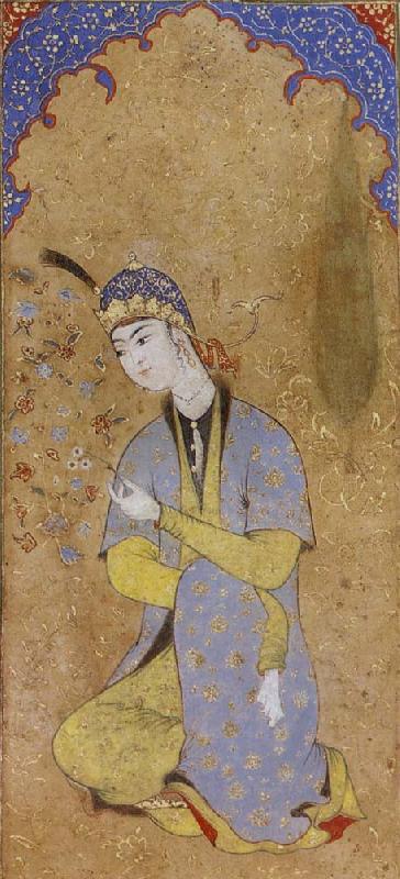 Muhammadi of Herat The Lady Beloved sits framed within the prayer niche oil painting image